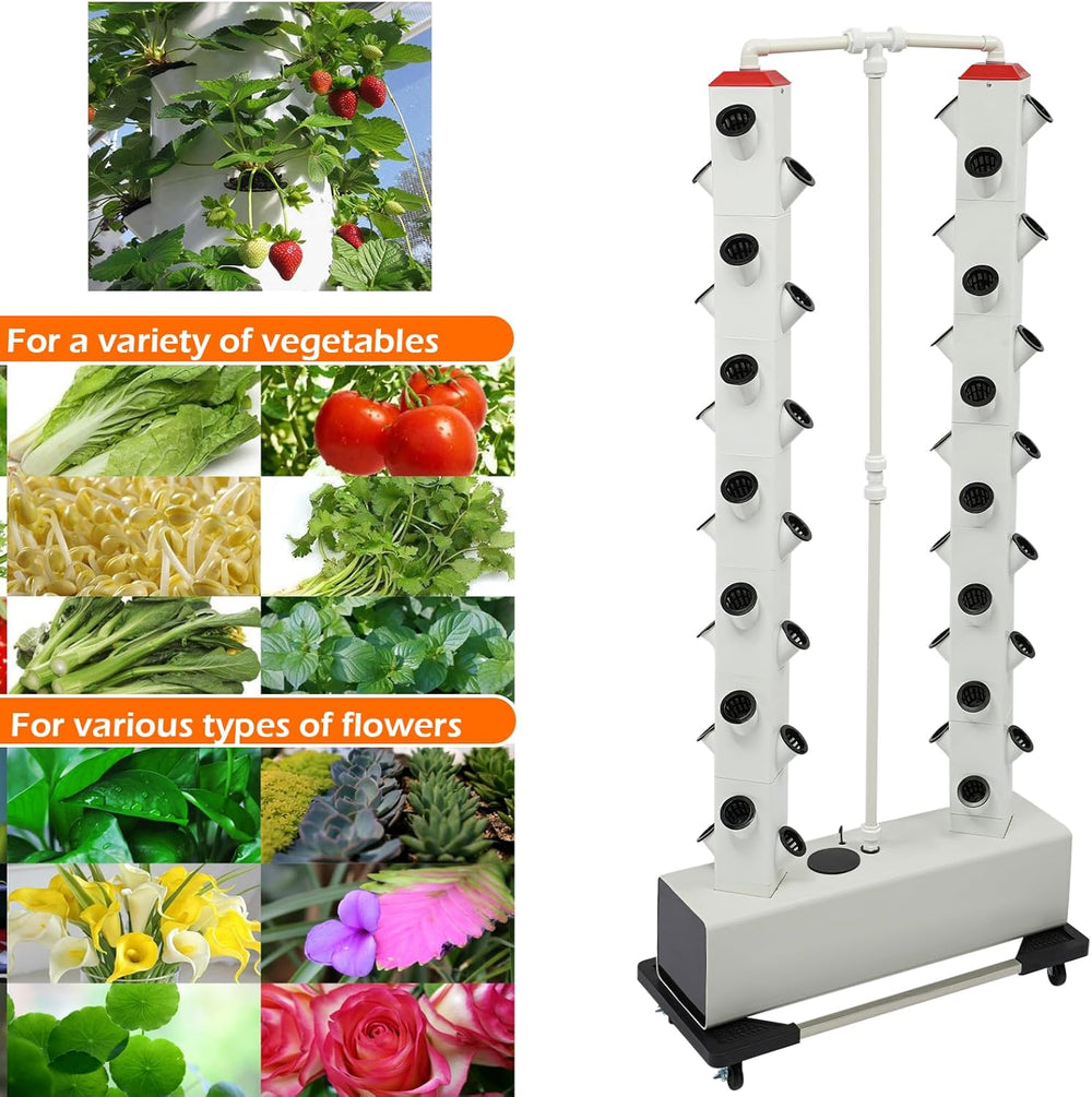 Sistema di coltivazione idroponica da 56 capsule - Torre idroponica verticale con serbatoio dell'acqua da 30 litri, Sistema di coltivazione idroponica da giardino, Kit di coltivazione aeroponica per erbe, frutta e verdura