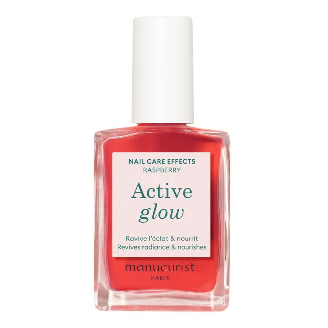 MANUCUIST Nail Care Repair Active Glow Raspberry (Rosa) a base biologica: Mandorla Dolce, Lampone, Smalto Nutriente e Lucido, Effetto Rosa Trasparente - Smalto Nude