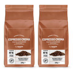 by Amazon Espresso Crema Röstkaffee Ganze Bohnen, 1kg (2 Packs of 500g), Rainforest Alliance-Zertifizierung