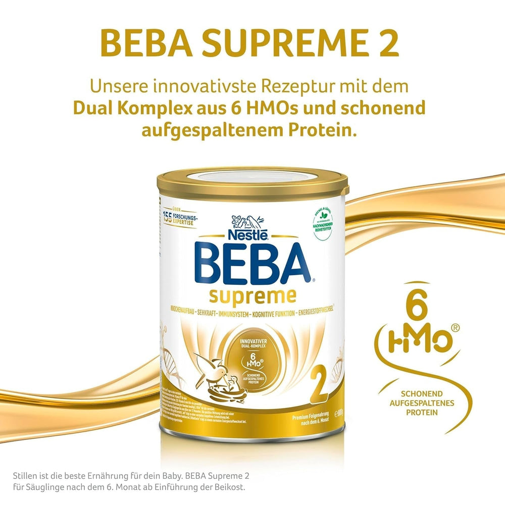 BEBA SUPREME 2 Latte di proseguimento dopo 6 mesi, solo lattosio, senza olio di palma, conf. da 6 (6 x 800g) Naty Shop