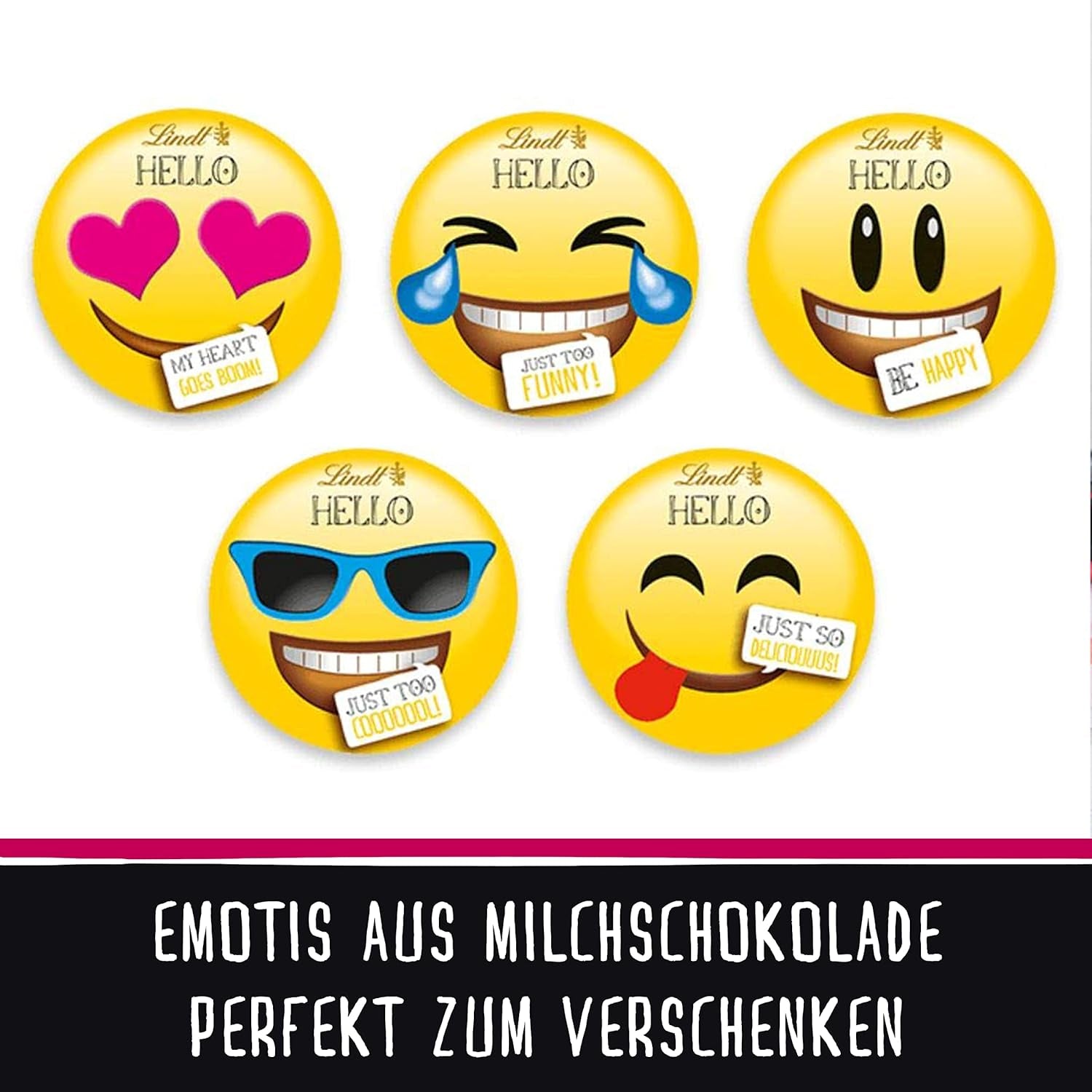 Mini emoticon al cioccolato CIAO | 164 g| ca. 27 fantastiche emoticon in diversi design, realizzate con il miglior cioccolato al latte | Regalo di cioccolato per bambini | Per decorazione (confezione da 2)