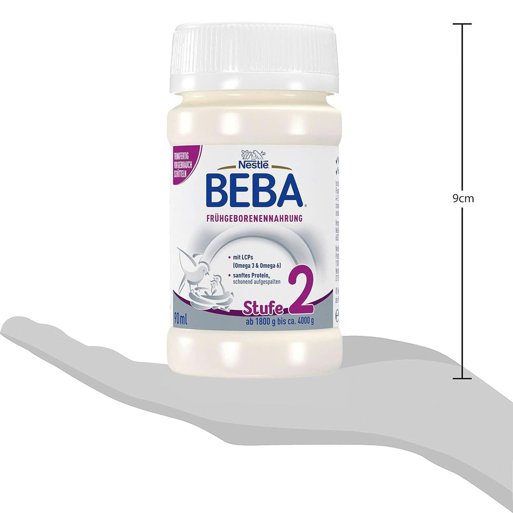 Alimento per neonati prematuri BEBA Level 2, Alimento speciale per neonati prematuri e neonati di peso ridotto, pronto da bere, confezione da 32 (32 x 90 ml) Naty Shop