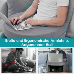 Pernă de citit pentru pat și canapea, pernă de poală pentru gaming, pernă de poală pentru laptopuri, pernă de gaming cu brațe și buzunar lateral, pentru adulți care se joacă, citesc, se uită la televizor, se joacă pe canapea