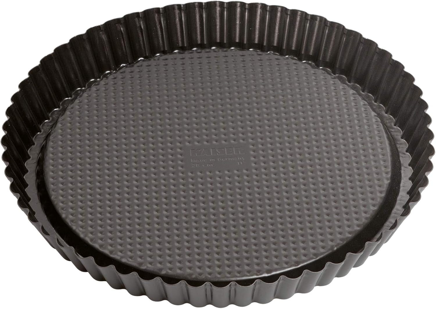 ORIGINAL KAISER Classic Obstbodenform 28 Cm, Obstkuchenform, Gleichmäßige Bräunung & Classic Mini Torteletts 6 Stück, Tartelette Förmchen 10 Cm, Tarteform Klein, Tortelettförmchen Antihaftbeschichte Stampi e vassoi Naty Shop
