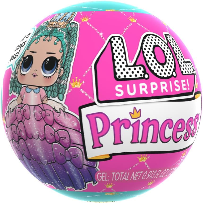 LOL Surprise! Princess Tots - Include 1 păpușă, ambalaj blindat, 2 vopsele pentru a crea o rochie de prințesă, 8 păpuși de colecționat