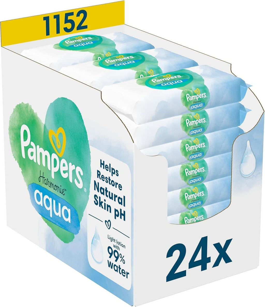 Pampers Harmonie New Baby Feuchttücher 24 Packungen Mit Jeweils 46 Feuchttüchern - 1104 Feuchttücher, Die Helfen, Den Natürlichen Ph-Wert Der Haut Wiederherzustellen Naty Shop 48 Stück (24Er Pack) Neu