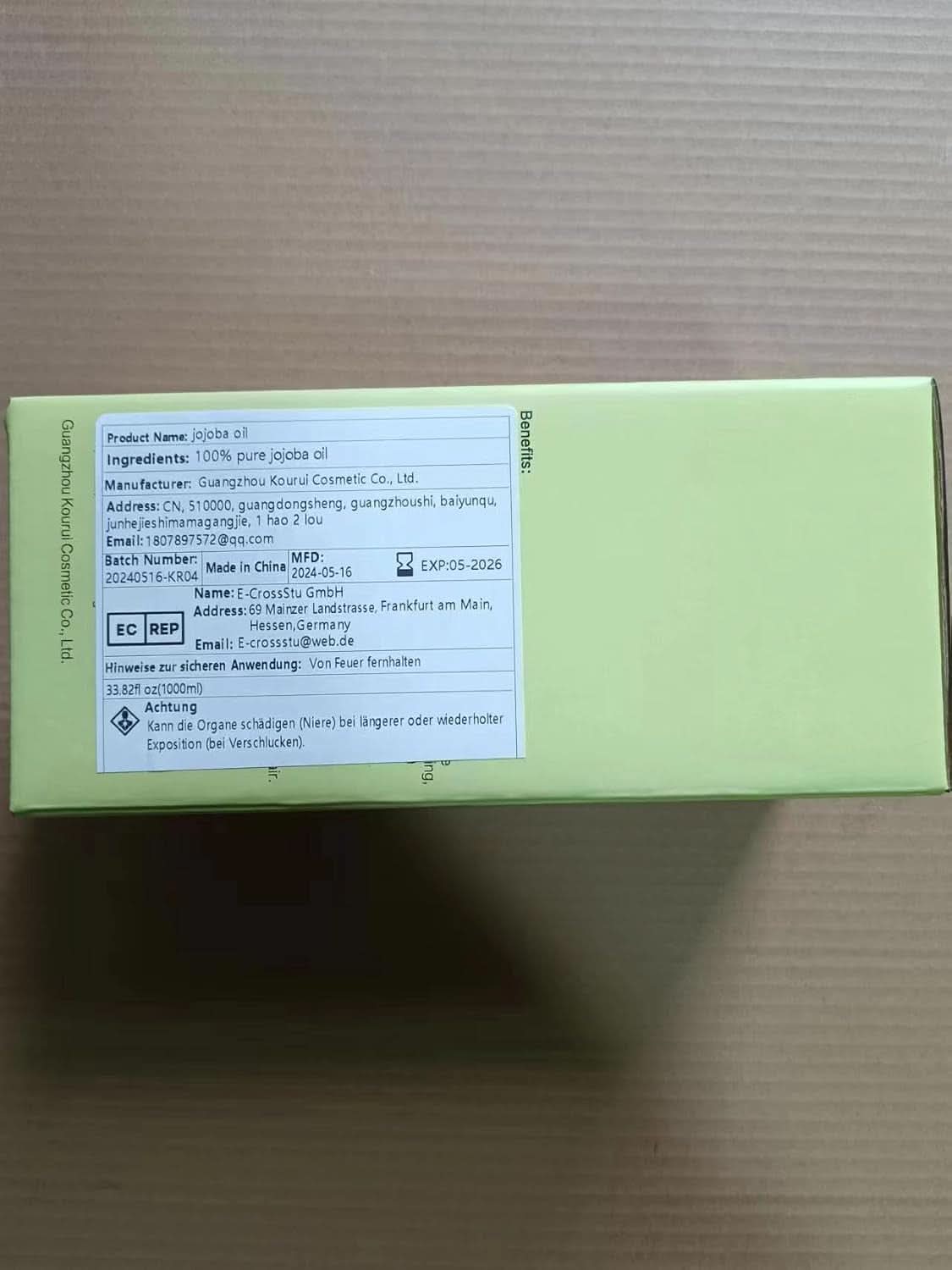 Olio di jojoba biologico 1 litro, puro al 100% Cosmetici e Bellezza Naty Shop