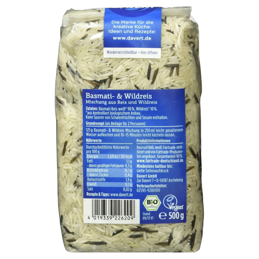 Davert Mix di riso basmati e selvatico, biologico, 500 g