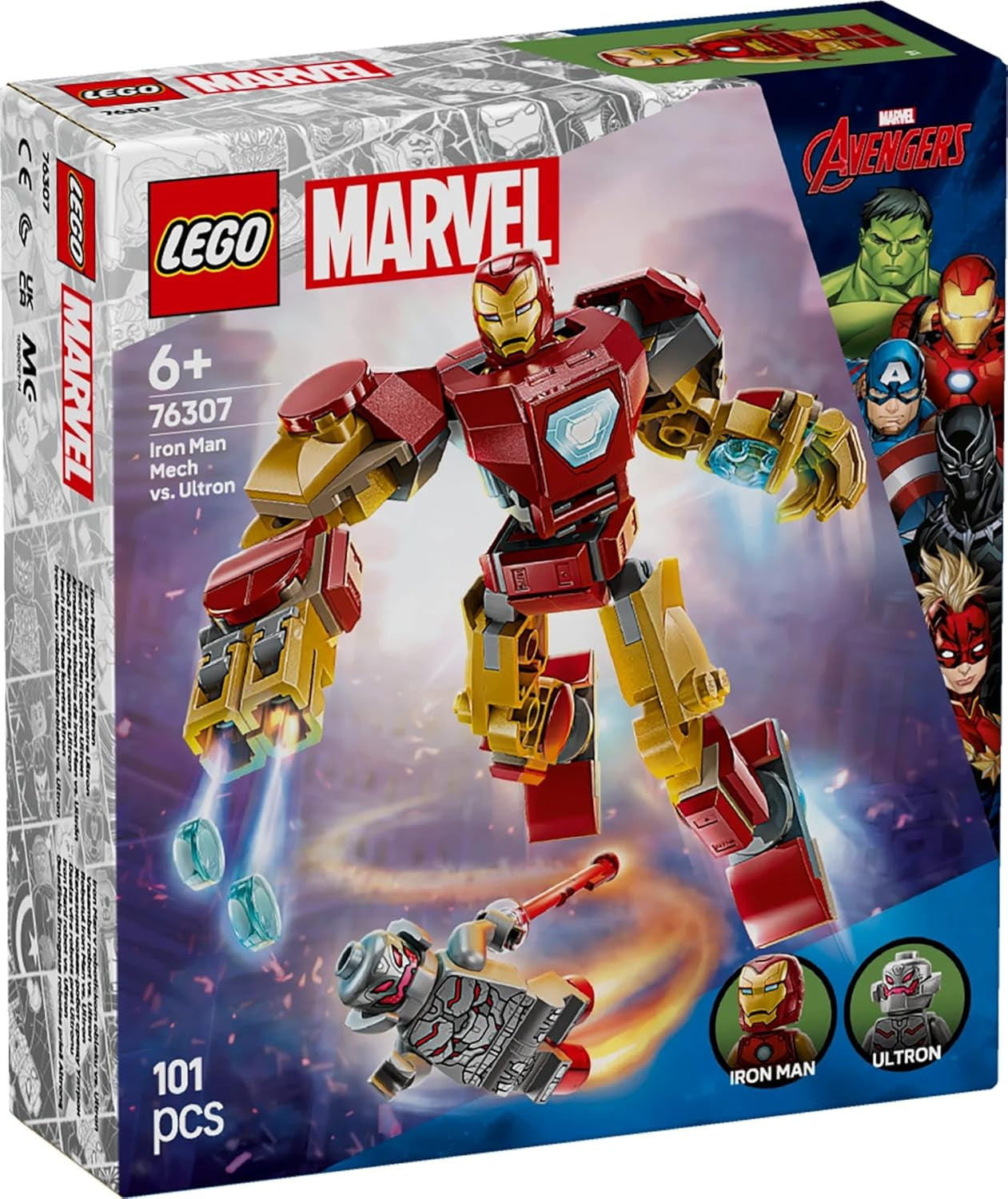 LEGO Marvel Iron Man Mech vs. Ultron - Giocattolo da supereroe con 2 minifigure - Action figure con braccia, gambe e dita mobili - Regalo per ragazzi e ragazze dai 6 anni in su 76307 Besuche den LEGO-Store Building Sets