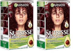 Garnier Nutrisse Permanent Care Hair Colour cu uleiuri hrănitoare din fructe, fixare 8 săptămâni, Ultra Crème Tint, 036 Black Cherry (pachet de 2) Vopsea pentru par Naty Shop Titlu implicit