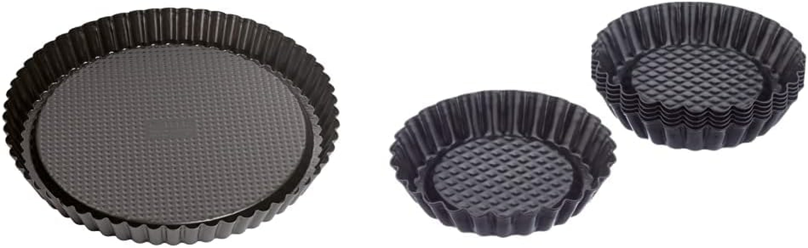 ORIGINAL KAISER Classic Obstbodenform 28 Cm, Obstkuchenform, Gleichmäßige Bräunung & Classic Mini Torteletts 6 Stück, Tartelette Förmchen 10 Cm, Tarteform Klein, Tortelettförmchen Antihaftbeschichte Stampi e vassoi Naty Shop