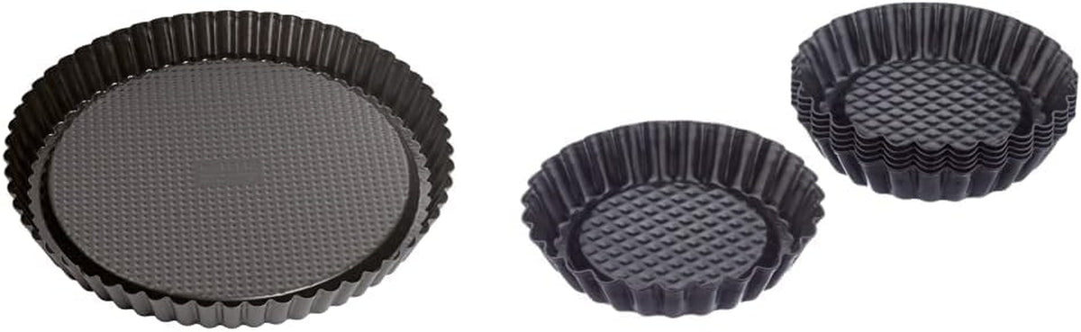 ORIGINAL KAISER Classic Obstbodenform 28 Cm, Obstkuchenform, Gleichmäßige Bräunung & Classic Mini Torteletts 6 Stück, Tartelette Förmchen 10 Cm, Tarteform Klein, Tortelettförmchen Antihaftbeschichte Stampi e vassoi Naty Shop