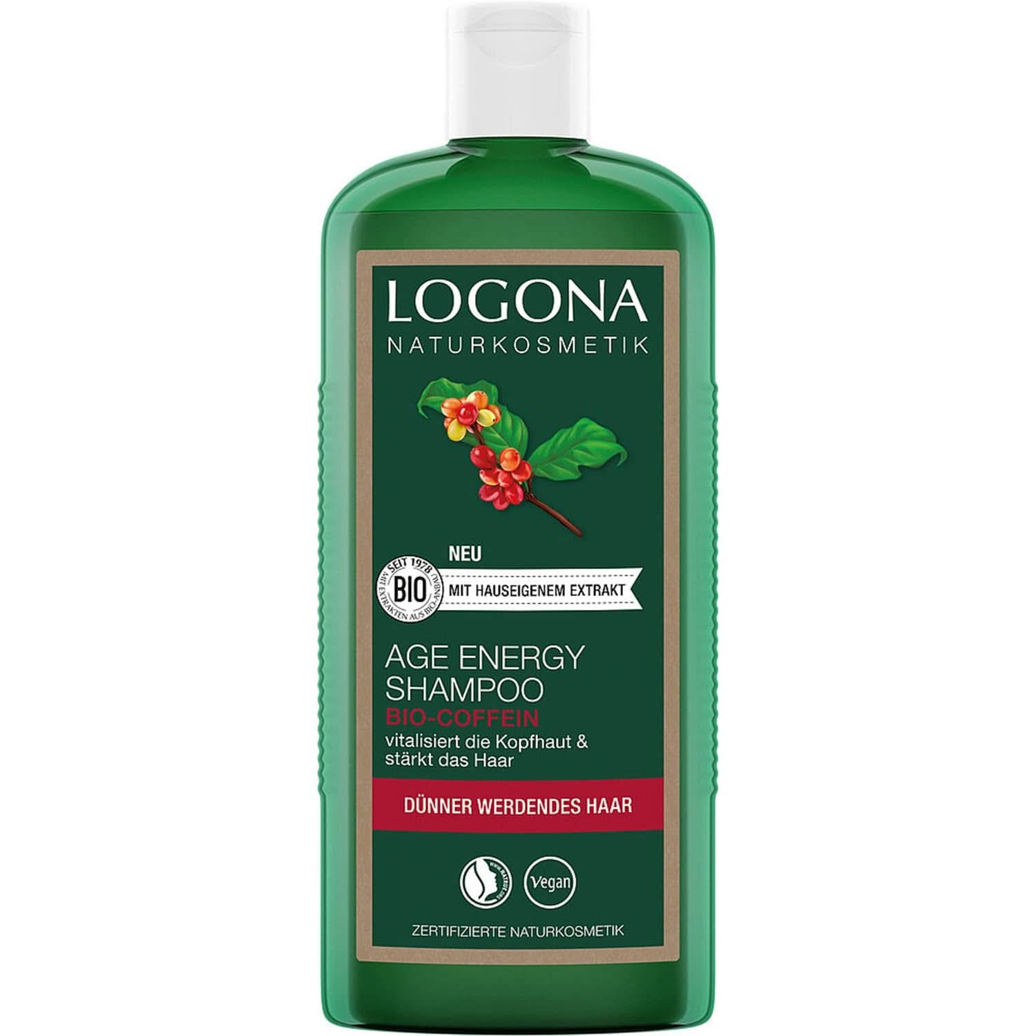 LOGONA Cosmetici Naturali, Shampoo, formula vegana caffeina biologica, 250 ml Doccia e bagno Naty Shop 250 ml