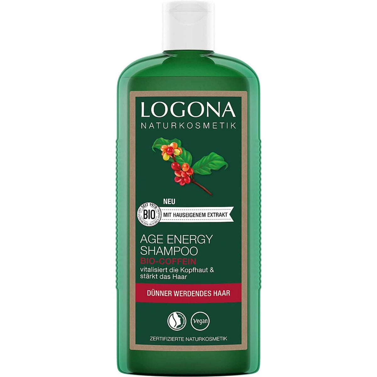 LOGONA Cosmetici Naturali, Shampoo, formula vegana caffeina biologica, 250 ml Doccia e bagno Naty Shop 250 ml