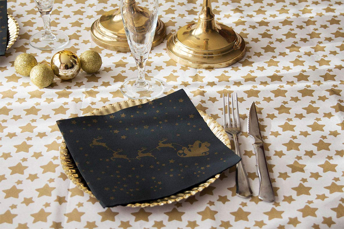 Saten Santa Claus, șervețele 40 X 40, 2 straturi, 1/4 fold, 50 șervețele, Punta-Punta, negru