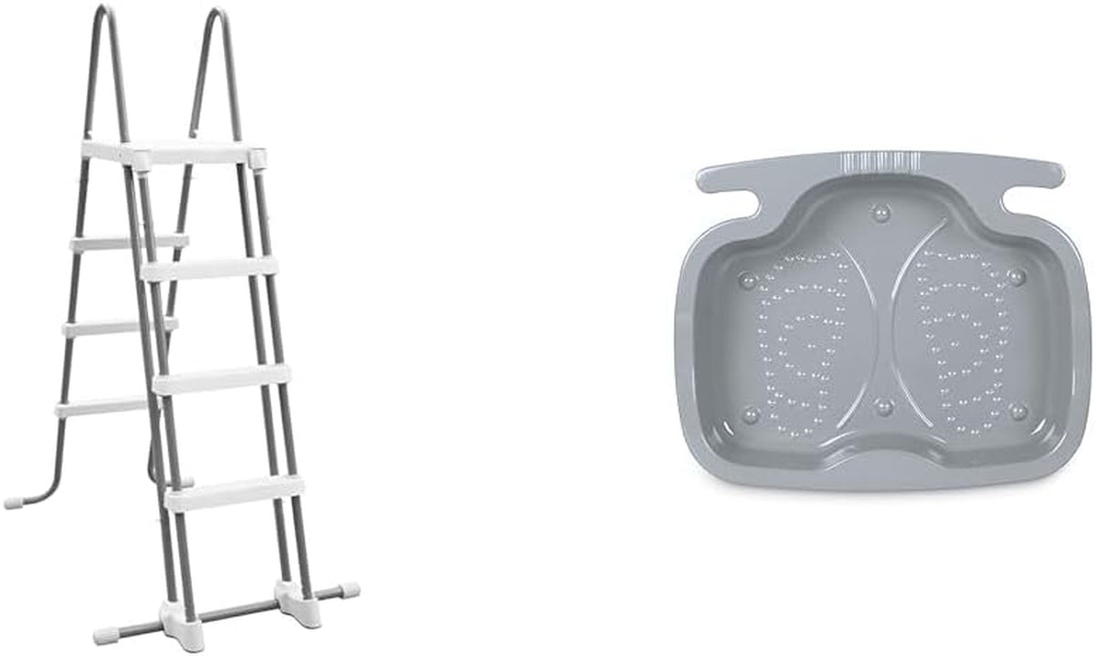 Scaletta di sicurezza 28076 per piscine alte 122 cm, grigia e Pediluvio - Accessori piscina - Pediluvio per piscina - 56 x 46 x 9 cm