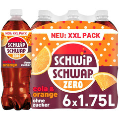 SCHWIPSCHWAP ZERO - PACK XXL - Bevanda analcolica alla cola con caffeina e arancia, set 6 x 1,75 litri Naty Shop