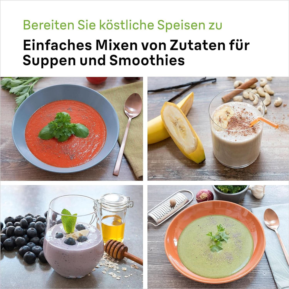 Braun Stabmixer MQ 5200WH - Multiquick 5 Vario Purierstab Mit Edelstahl Mixfuß, 1000 Watt, Inkl. 600 ml Mix- & Messbecher, Bianco/Grau Kitchen Naty Shop