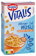 Dr. Oetker Vitalis Less Sweet Crunchy Pure: muesli croccante con il 30% di zucchero in meno, confezione da 5 (5 x 600 g)