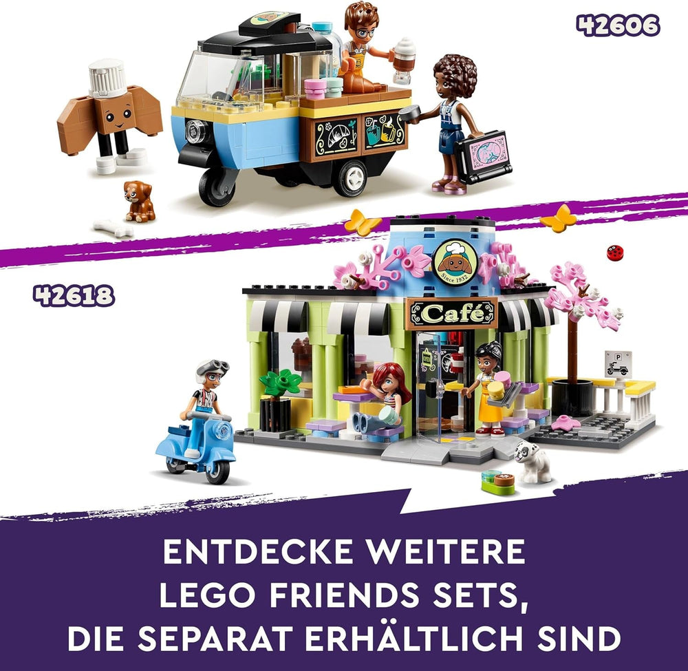LEGO Friends Heartlake City Café, giocattolo per bambini, panetteria giocattolo, idea regalo per ragazze e ragazzi 6+, set di 3 personaggi da gioco e figura del cane 42618 Set da costruzione Besuche den LEGO-Store