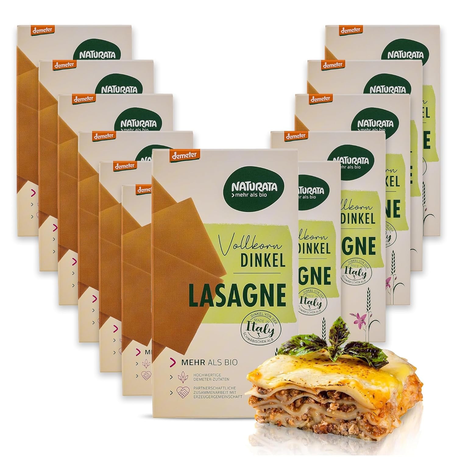 Lasagne Di Farro Integrale Biologiche, 250g | Incantesimo di Demetra dalle Alpi Sveve | Delicato sapore di nocciola per lasagne e sformati