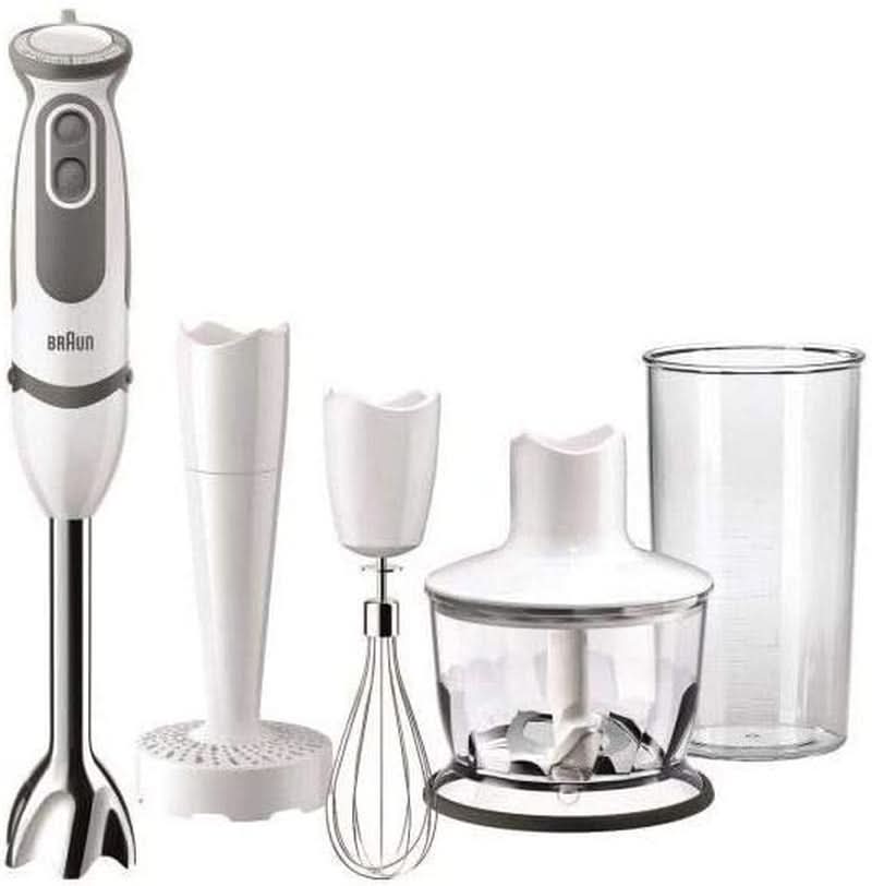 Braun Multiquick 5 Vario MQ 5000 Stabmixer | 750 W | Easyclick System | Powerbell Technologie | 21 Geschwindigkeitsstufen | Mixen Und Pürieren Mama si Copilul Naty Shop Single Inkl. Kartoffel- Und Gemüsestampfer, Edelstahl-Schneebesen, Zerkleinerer