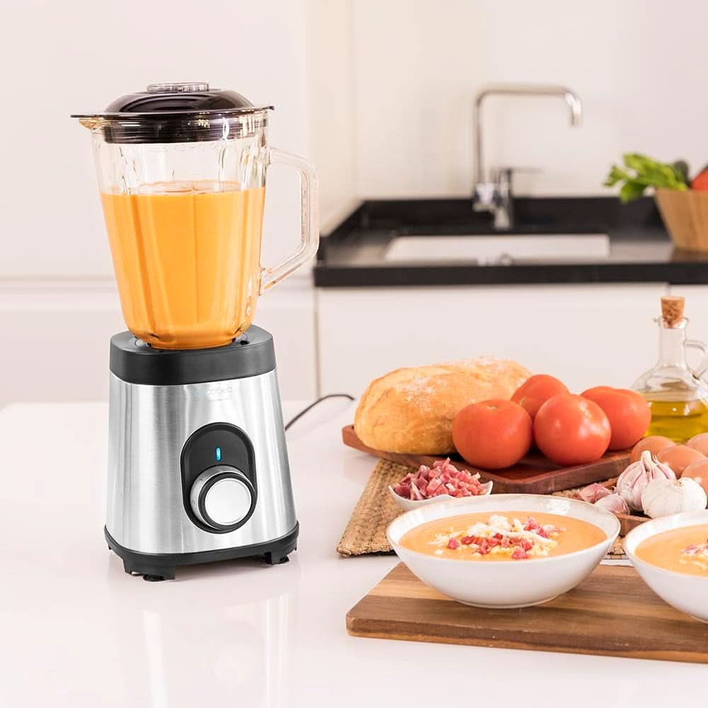 Cecotec Miscelatore Glas Power Schwarz Titan 1000 INOX. 1000 W, Edelstahlgehäuse, 6-Blatt-Blatt Mit Schwarzer Titanbeschichtung, 1.5-L-Glaskrug, 5 Geschwindigkeiten [Energieeffizienzklasse a +] Cucina Naty Shop