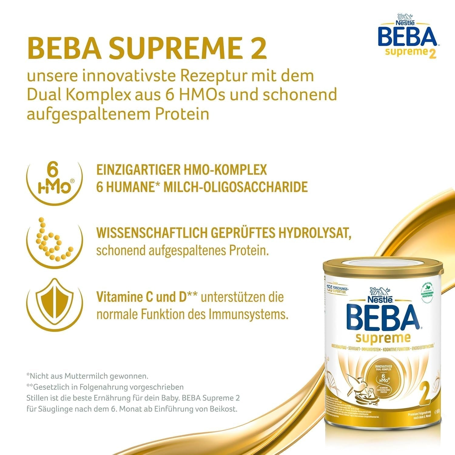 BEBA SUPREME 2 Latte di proseguimento dopo 6 mesi, solo lattosio, senza olio di palma, conf. da 6 (6 x 800g) Naty Shop