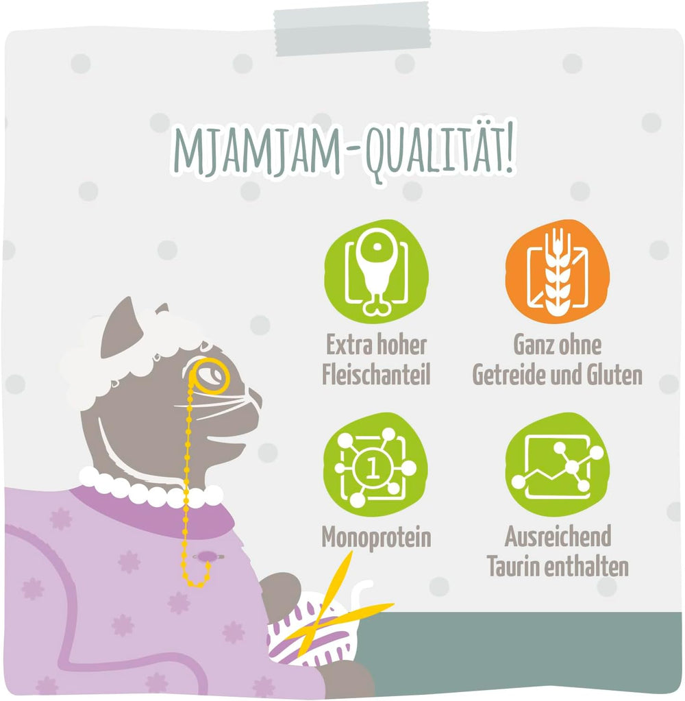 MjAMjAM - Hrană umedă premium pentru pisici - Senior - pui suculent, pachet de 6 (6 x 400g), fără cereale