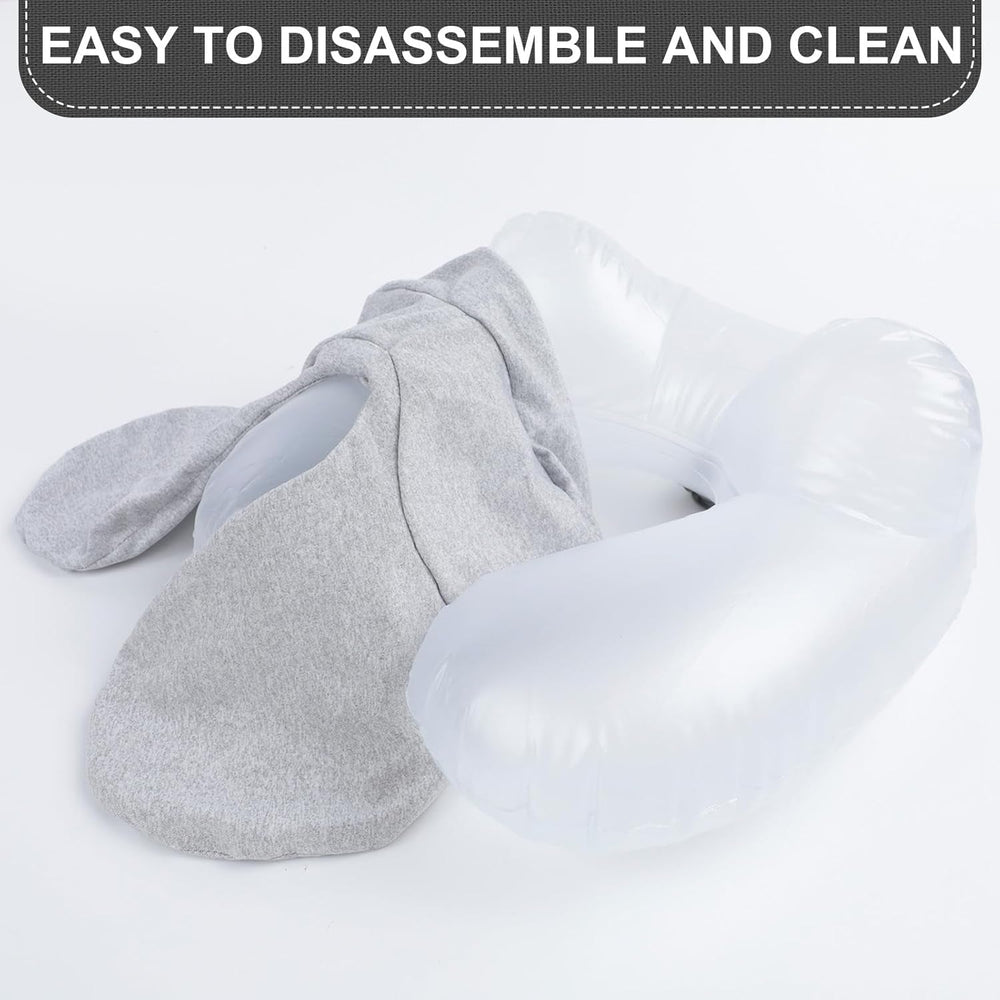 Aiqinu Pernă gonflabilă pentru gât Pernă de călătorie, Compact Quick Neck Pillow gonflabil cu capac de pernă lavabil pentru călătorii cu mașina, avionul, trenul, biroul, familia Perne calatorie Naty Shop