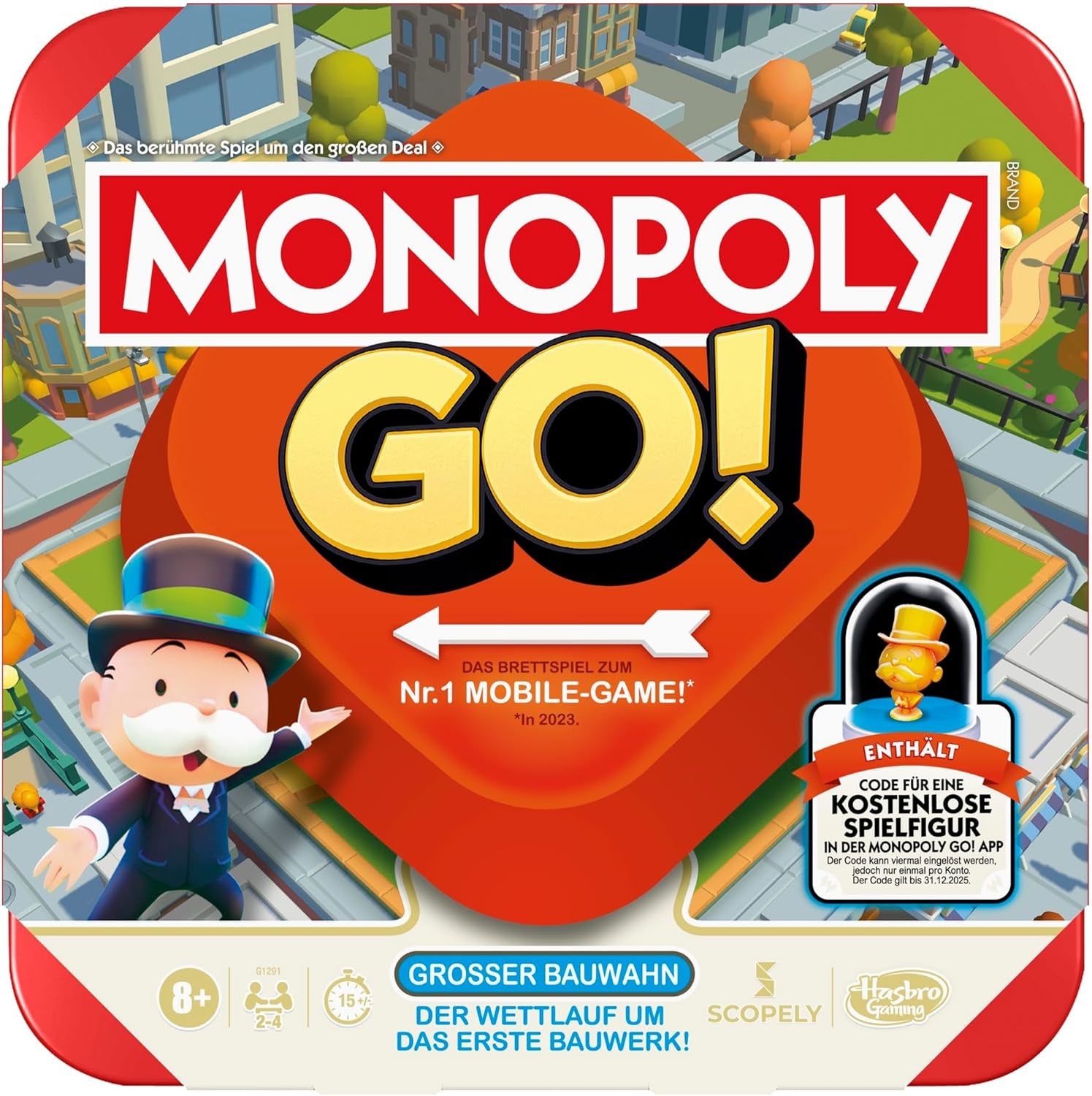 Gioco da tavolo Monopoli GO! - Versione tedesca, gioco basato sulla popolare versione online, gioco di strategia veloce per tutta la famiglia, divertimento da 2 a 4 giocatori