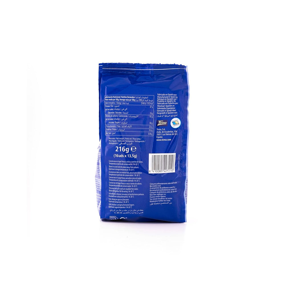 Mini Wafer Al Cioccolato Bianco Tirma | (16 unità x 13,5 g), 216 g | Delicata farcitura alla crema | Non OGM | Adatto ai vegetariani | Confezionati singolarmente | Spuntino al sacco