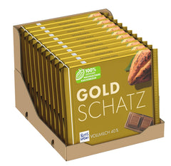Ritter Sport - Gold Treasure - 11 x 250g, Cioccolato fine al latte con pezzetti di caramello, Cioccolato classico da condividere con gli amici, 11 tavolette x 250g