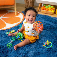 Set cadou Bright Starts Little Shakers cu 6 piese - Zornăitoare și jucării de dentiție pentru bebeluși, fără BPA, ușor de prins, unisex, pentru nou-născuți+