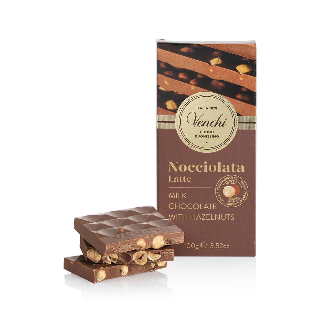 Venchi - Tavoletta Nocciole Salate, Nocciole Salate, Mandorle e Pistacchi, 95g, con "Nocciole Piemonte", Senza Glutine, Senza Coloranti e Senza Conservanti