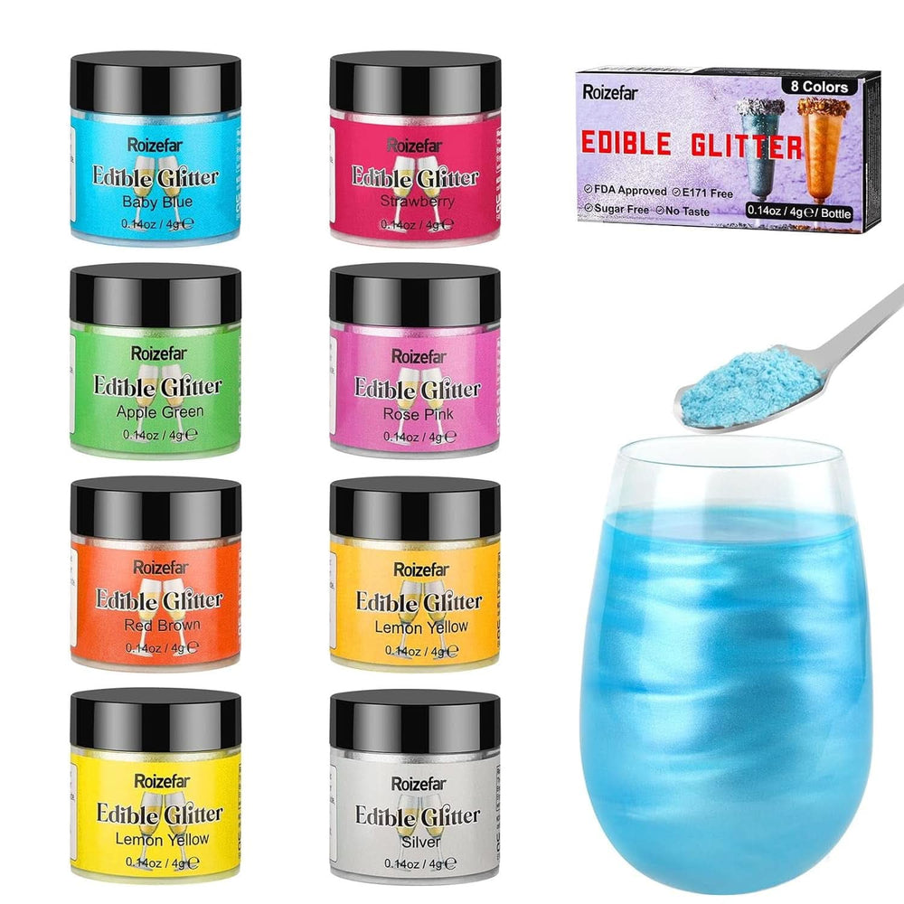 Glitter comestibil, diverse culori si cantitati Naty Shop 8 culori 8 x 4 grame