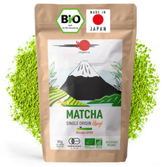 ORIGEENS Ceai japonez organic Matcha Usagi (Latte Intensiv) - Single Origin Shizuoka - Pudră Matcha organică - Pungă de 80 g