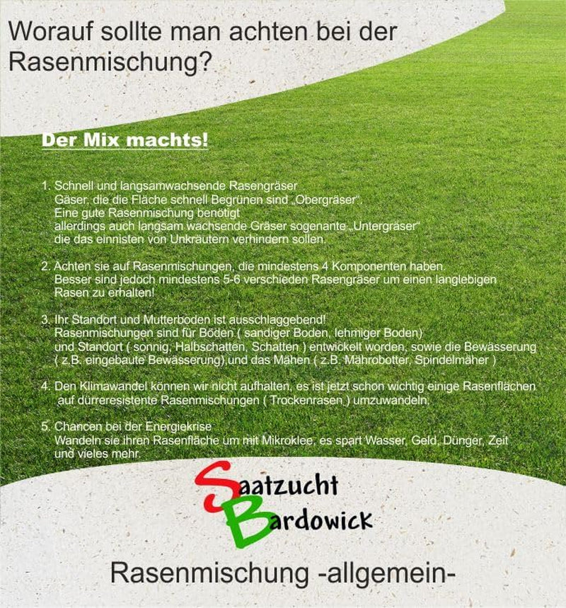 10Kg Für Ca. 300 M² Schattenrasen Dürreresistent Rasensamen Qualität Rasen Rasensaat Rasenmischung