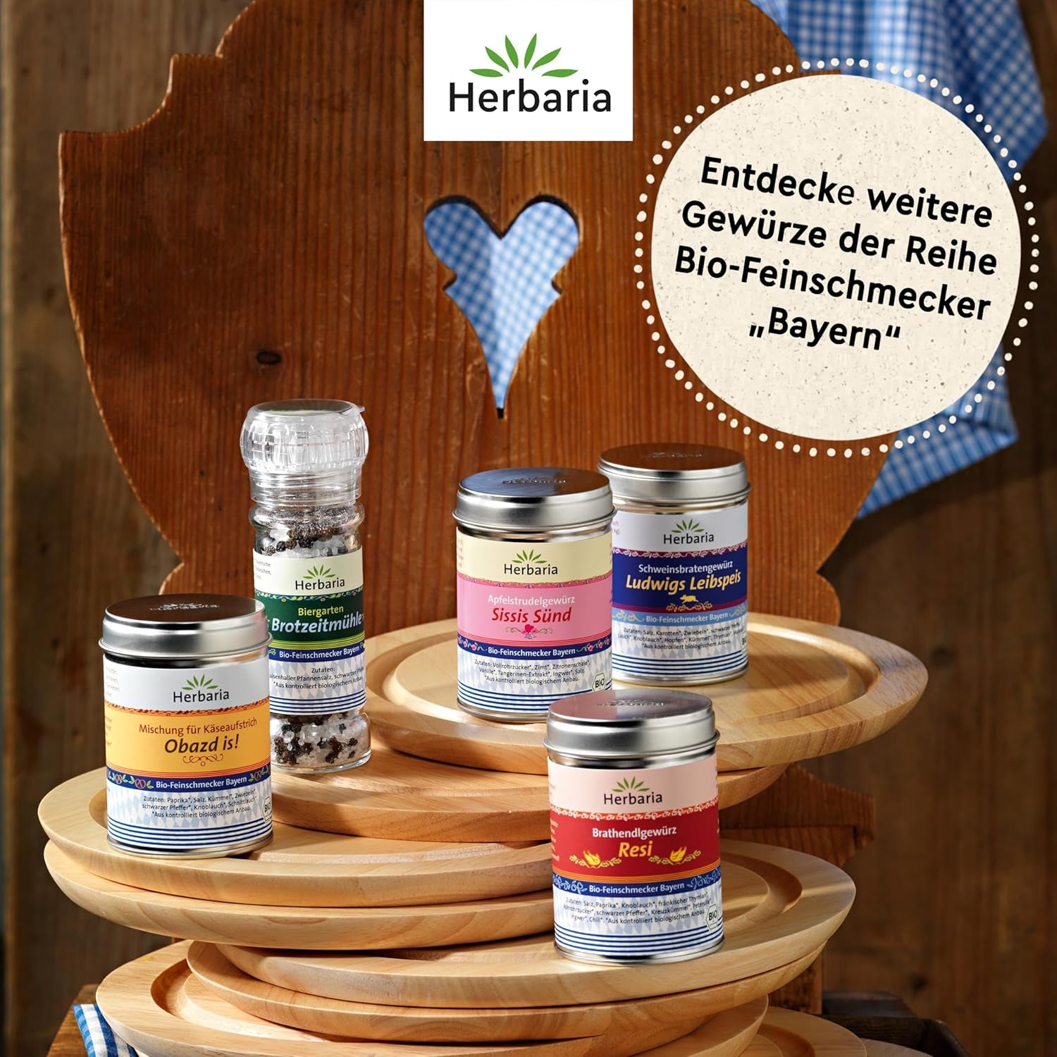 Herbaria Obazd lo è! bio 90g M-Dose – Bio-Gewürzmischung bayerischen Biergartenklassiker Obazda – per Brotaufstriche, Käsegerichte, Käsefondue – Raclette Gewürz - in nachhaltiger Aromaschutz-Dose