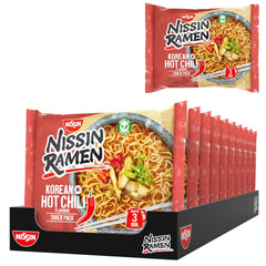 Nissin Ramen - Confezione da 10 noodles istantanei in stile asiatico con peperoncino piccante coreano basati su una ricetta coreana Cibo asiatico facile e veloce da preparare (10 x 65,2 g)