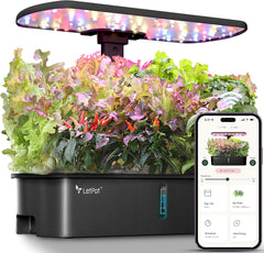 LPH-Air Kit di sistemi di coltivazione idroponica WiFi controllato da app 24W Smart Indoor Garden Grow Light Spettro completo 10 Capsule Planter Kit regalo per giardinaggio indoor