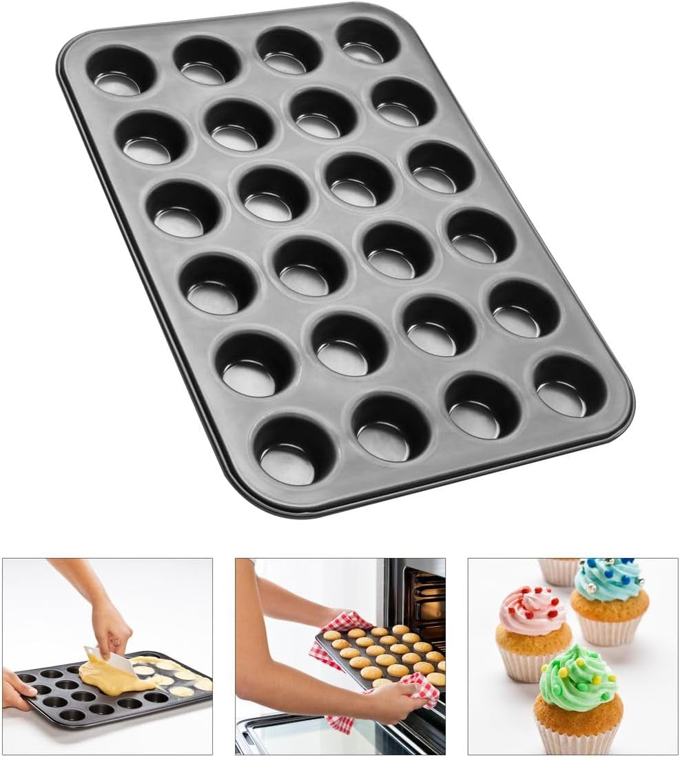 Zenker 6541 Nero Metallizzato 24Er Mini-Muffinform – Antihaftbeschichte Für Perfekte Mini-Muffins, Ø 4.5 Cm, ​​​​Made in Germany Stampi e teglie da forno Naty Shop
