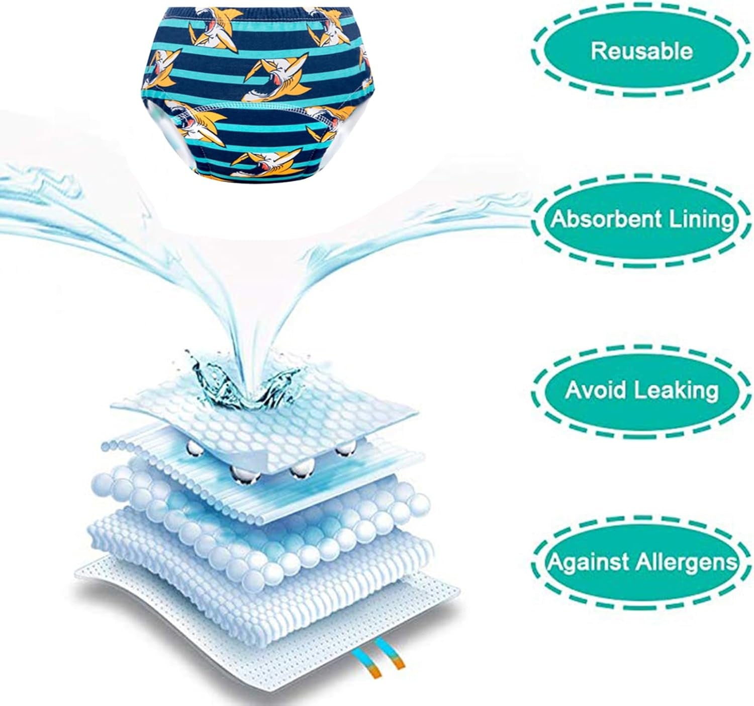 Pantaloni da vasino, i nostri pantaloni da vasino per bambini (2-3 anni, 7 pezzi, colore: multicolore, taglia S)