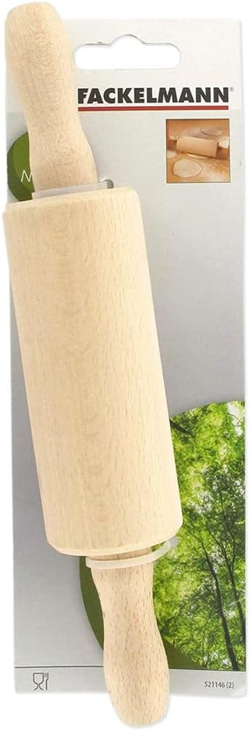 Fackelmann 521146 Nudelholz klein Holz Nudelholz Holz 23,5 x 4,5 cm marrone