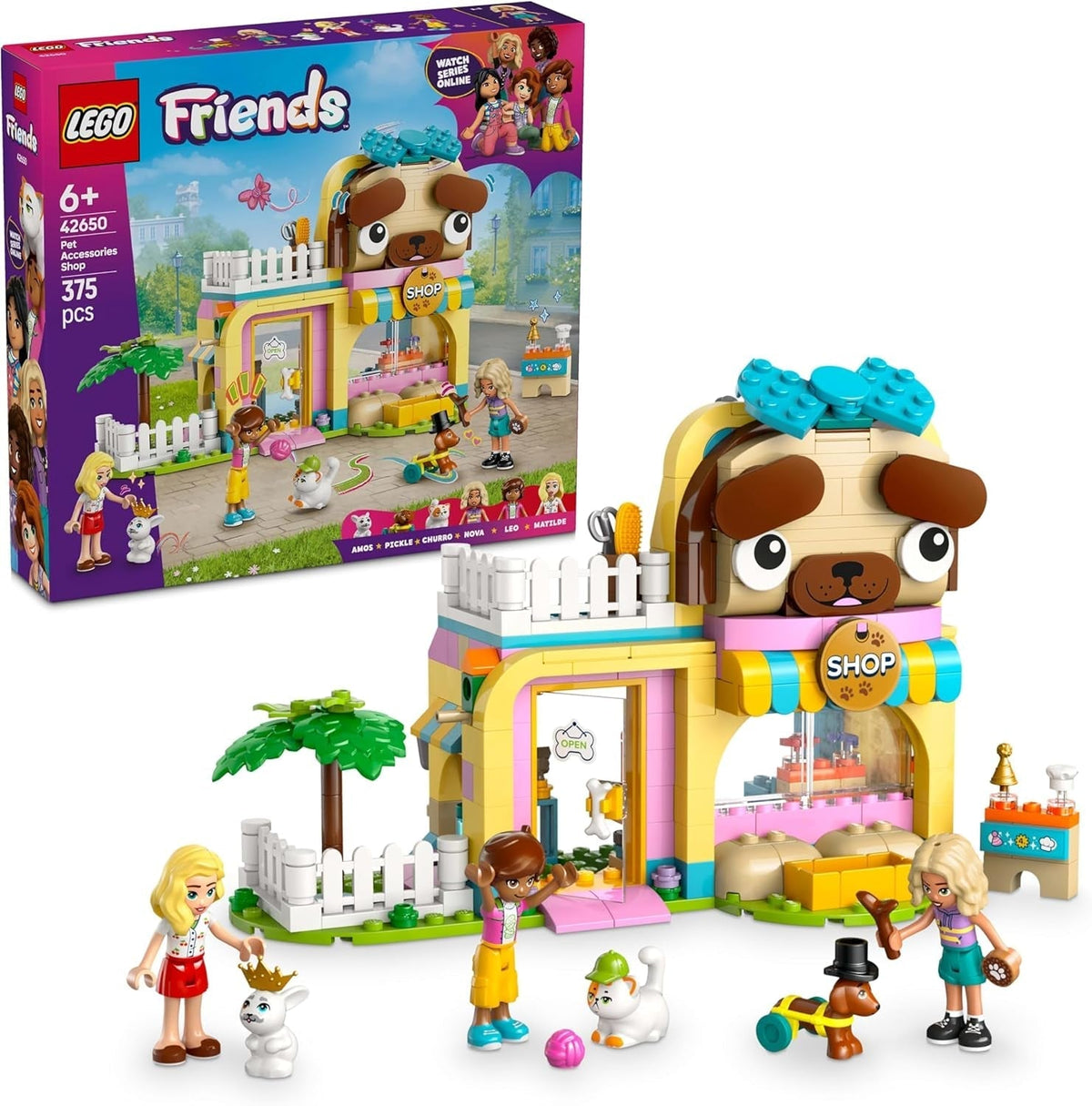 LEGO Friends Negozio di accessori per animali Set da gioco giocattolo educativo per bambine di 6 anni 3 minifigure e 3 figure di animali Gatto Cane Coniglietto Idea regalo per bambini 42650 Set da costruzione Besuche den LEGO-Store Titolo predefinito