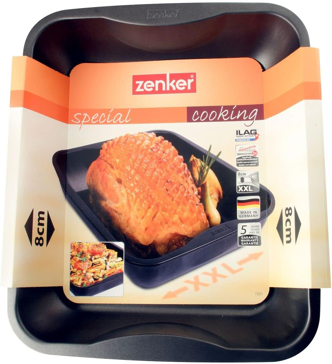 Zenker Xxl-Brat- Und Auslaufform (40 X 8 X 34 Cm) SPECIAL COOKING, Rechteckige Ofenform Mit Antihaftbebeschichtung, Backblech Für Krosse Braten & Saftige Aufläufe (Farbe: Schwarz), Menge: 1 Stück Matrite si tavi pentru copt Naty Shop