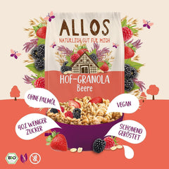 Allos Hof Granola ai frutti di bosco | Muesli biologico | Muesli ai frutti di bosco | Muesli Croccante | Cereali per la colazione | Confezione da 6 (6 x 300 g), 1 pezzo (confezione da 6)