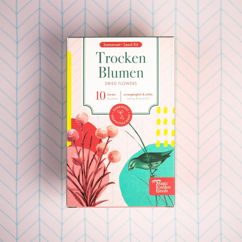 Fiori secchi - 10 varietà di fiori impollinati gratuiti - Eterni e belli - Set di semi per principianti, come piccolo regalo o per uso personale