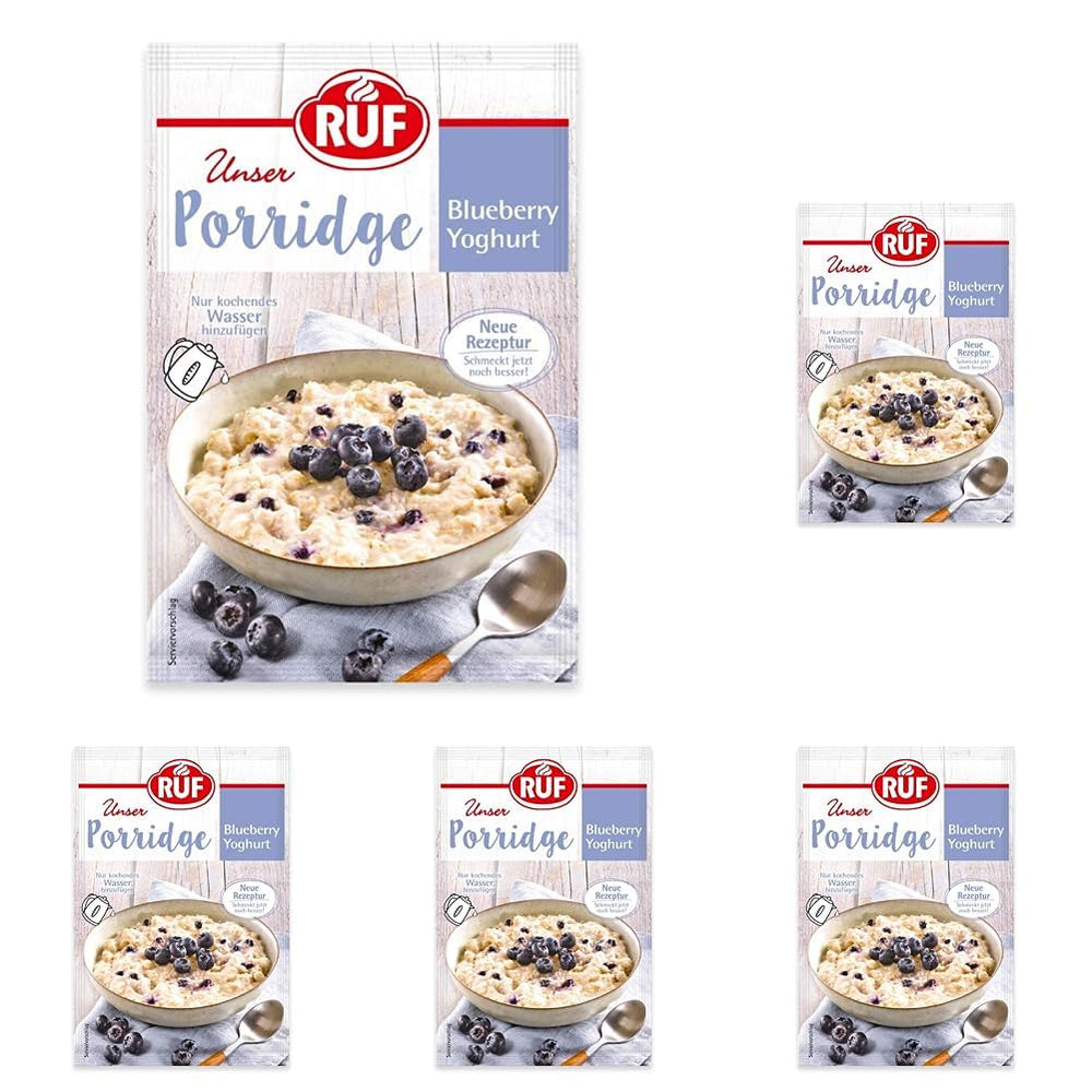 Farina d'avena istantanea RUF con fragole e vaniglia, un pasto estivo con avena pronto in 3 minuti, 1 busta x 65g