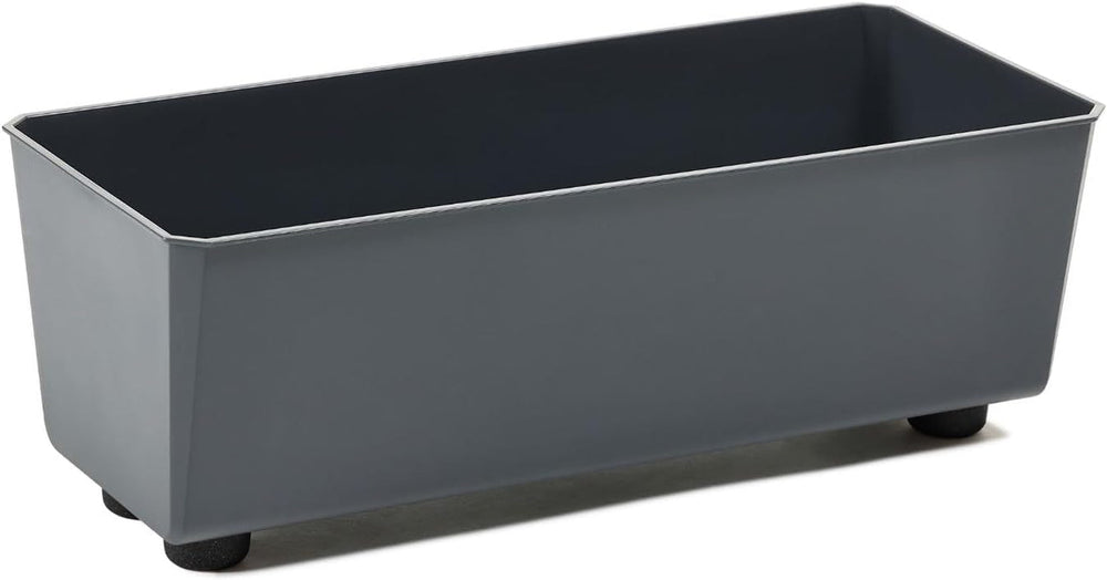 Jardinieră dreptunghiulară LAMELA cu picioare elegante – Ghiveci gri cu aspect de beton, fabricat din plastic robust, 37x17 cm, 6L – Rezistent la intemperii și ușor de curățat – Pentru interior și exterior